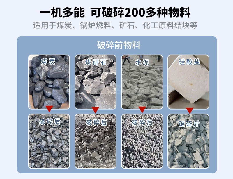 紅磚雙齒輥破碎機破碎物料對比